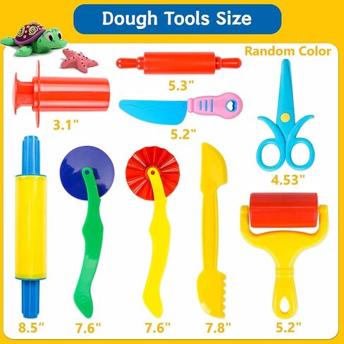 Dough Tool Kit,9 Pcs Basic Clay and Dough Tools Starter Set for Kids Includes Cutters Roller, Rolling Pins, Safety Scissors,Dough Extruder,Plastic Knife in Kuwait