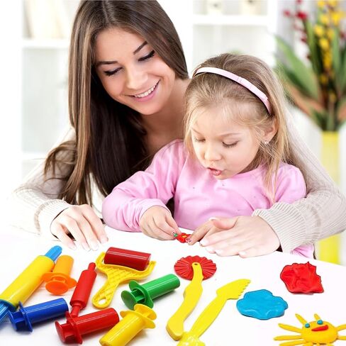 Dough Tool Kit,9 Pcs Basic Clay and Dough Tools Starter Set for Kids Includes Cutters Roller, Rolling Pins, Safety Scissors,Dough Extruder,Plastic Knife in Kuwait
