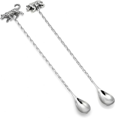 Homestia 304 Stainless Steel Mixing Spoon,Alloy Elephant Decorative 12 Inches Bar Spoon with Spiral Pattern Long Handle, High-End Drink Stirrers, Cocktail Stirrer Long Spoon for Mixing/Layering Drinks in Kuwait