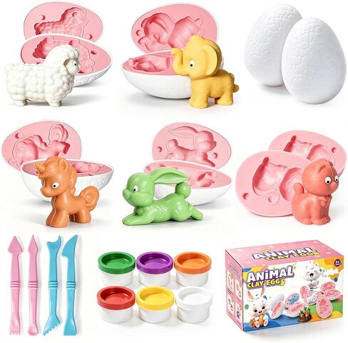 Yositochuan Dinosaur Eggs Dough Play Set, Dino Clay Molds for Kids Ages 3-8, Non-Toxic Clay, Dinosaur Egg Molds, Fine Motor Educational Sensory Craft Toy, Easter Birthday for Boys Girls in Saudi Arabia