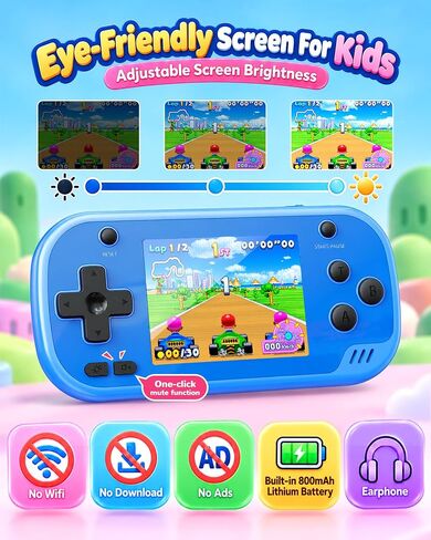 Handheld Game Console, 220 Built-in Games, 2.8" IPS Screen（Blue in Kuwait