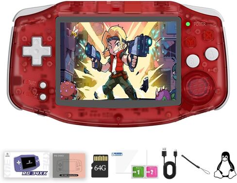 RG 34XX Retro Handheld Game Console Linux 3.4 inch IPS Screen 64G Card 5000+ Preloaded Games RG34XX Portable Retro Gaming Console 3500mAh Battery RG 34XX Compatible with WiFi HDMI Bluetooth Indigo in Kuwait