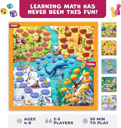 Number Hunter Math Board Game for Kids 5-7, 1st Grade & Kindergarten in Kuwait