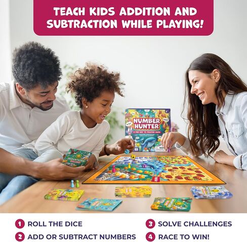 Number Hunter Math Board Game for Kids 5-7, 1st Grade & Kindergarten in Kuwait