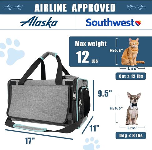 GAPZER Cat Carrier Alaska, Southwest Airline Approved TSA 17x11x9.5 Inches in Kuwait
