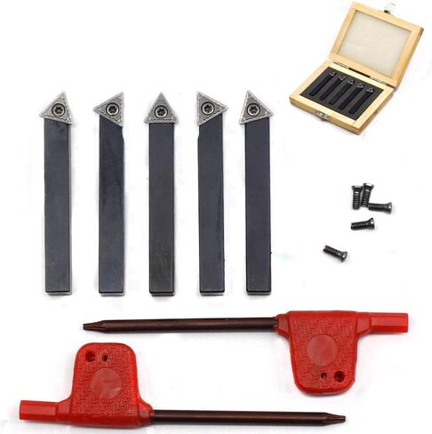 OSCARBIDE 3/8" Mini Indexable Lathe Turning Tool Holder 5-Piece | Carbide Inserts TCMT110204 | 1.8mm Radius | For Steel & Stainless | Precision Ground | Smooth Finishing | Long-Lasting in Kuwait