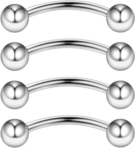 Ruifan 316L Surgical Steel Curved Barbell Snake Eyes Tongue Ring Piercing 16G 14G 4-16PCS in Saudi Arabia