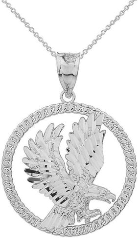 Animal Kingdom .925 Sterling Silver American Eagle 1" Round Frame Pendant - Choose Pendant Only or Necklace w/ 16"-22" Chain in Saudi Arabia