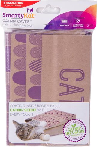 SmartyKat (2 Count) Catnip Caves Catnip Infused Bag Cat Toys - Brown, 2 Count in Kuwait