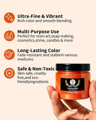 Mica Powder for Epoxy Resin, Orange Red, 50g / 1.76oz in Saudi Arabia