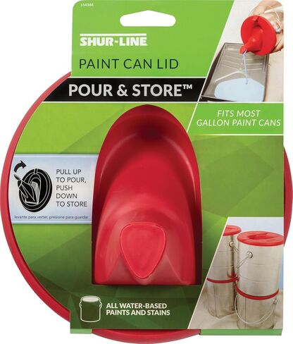 Shur-Line 1 Gallon Store and Pour Lid, Red Resealable Lid with Pour Spout for Gallon Paint Cans, Pours Clean and Seals Leftover Paint in Kuwait