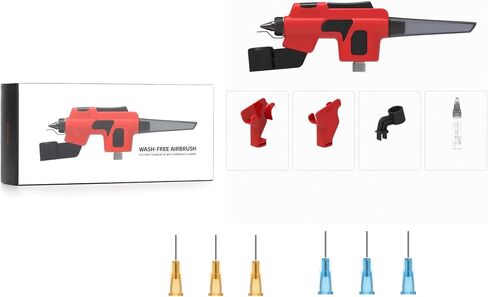 DSPIAE Wash-Free Airbrush for Model Kits and Miniature Painting, Quick Color Change, with Rack, Includes 50pcs 0.3mm and 50pcs 0.5mm Needles in Saudi Arabia