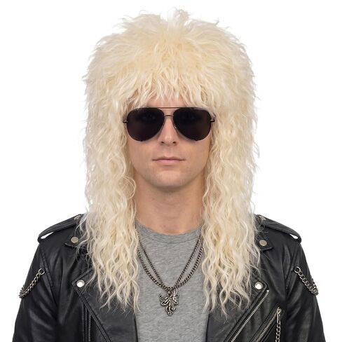 Miss U Hair Men's Brown 70s Wig for Halloween Party Long Curly Wig for Men Women in Kuwait
