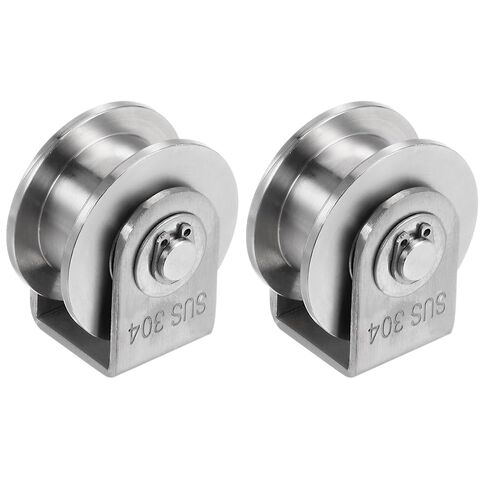 HARFINGTON 2pcs 1.9" U Groove Wheel Sliding Gate Caster, Rigid Caster Wheels with Bracket for Inverted 0.63" U-Track, 661 lbs Capacity Per Wheel, for Garage Door, Lifting, Industrial Machine in Kuwait
