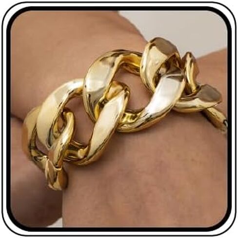 fxmimior Boho Fashion Dainty Boho Gold Silver Chain Stackable Lock Bracelets Set for Women Adjustable Beaded Chunky Flat Cable Chain Punk Bracelets Jewelry for Women Girls Gift in Kuwait
