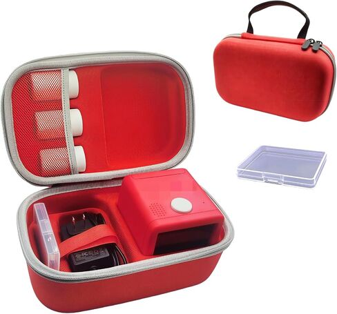 Carrying Case Compatible with Stickerbox AI Printer, 2-in-1 Travel Organizer for 3 Sticker Rolls, Charging Cable and Pencil Box, with Removable PP Box for 8 Colored Pencils (Only Case) (Red) in Saudi Arabia