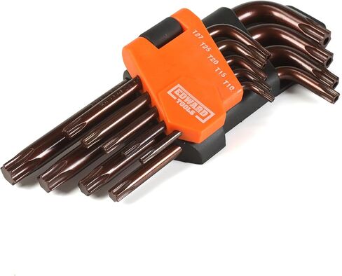 Edward Tools Star Key Wrench Set - Hardened Chrome Steel Screwdriver Set with Organizer Clip - Straight or L - T10 T15 T20 T25 T27 T30 T40 T45 T50 (Short) in Saudi Arabia