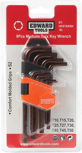 Edward Tools Star Key Wrench Set - Hardened Chrome Steel Screwdriver Set with Organizer Clip - Straight or L - T10 T15 T20 T25 T27 T30 T40 T45 T50 (Short) in Saudi Arabia