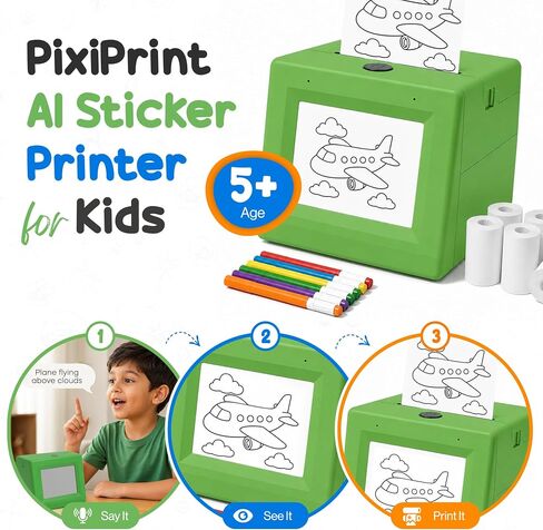 PixiPrint AI Sticker Printer for Kids -Voice-Powered Drawing & Coloring Set in Saudi Arabia