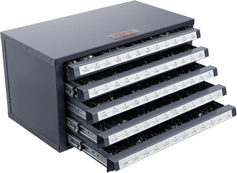 VEVOR Drill Bit Dispenser Cabinet, Five-Drawer Drill Bit Dispenser, 60-Compartment Drill Bit Organizer Cabinet, Drill Dispenser Organizer Cabinet Holder for Jobber Length Wire Gauge Sizes #1 to #60 in Kuwait