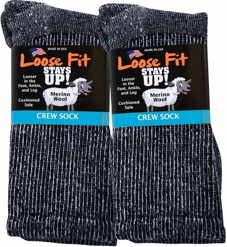 Loose Fit Stays Up Marled Merino Wool Men's and Women's Sock 2 Pack in Kuwait