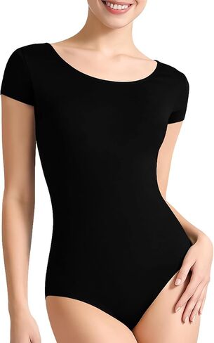 Tegmk Womens Dance Leotard for Ballet Hollow Back, Mesh Neckline Panel, Chest Lining in Saudi Arabia