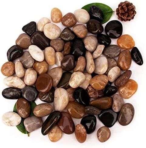 [18 Pounds] Aquarium Gravel River Rock, Natural Polished Decorative Gravel,Garden Outdoor Ornamental River Pebbles Rocks, Polished Gravel, Mixed Color Stones,for Landscaping, Vase Fillers (20) in Kuwait