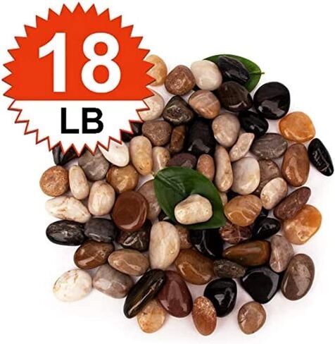 [18 Pounds] Aquarium Gravel River Rock, Natural Polished Decorative Gravel,Garden Outdoor Ornamental River Pebbles Rocks, Polished Gravel, Mixed Color Stones,for Landscaping, Vase Fillers (20) in Kuwait