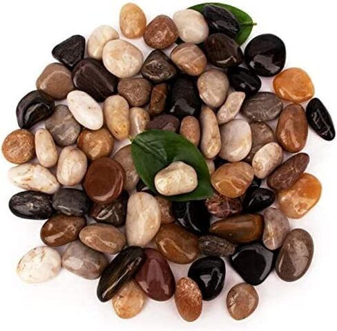 [18 Pounds] Aquarium Gravel River Rock, Natural Polished Decorative Gravel,Garden Outdoor Ornamental River Pebbles Rocks, Polished Gravel, Mixed Color Stones,for Landscaping, Vase Fillers (20) in Kuwait