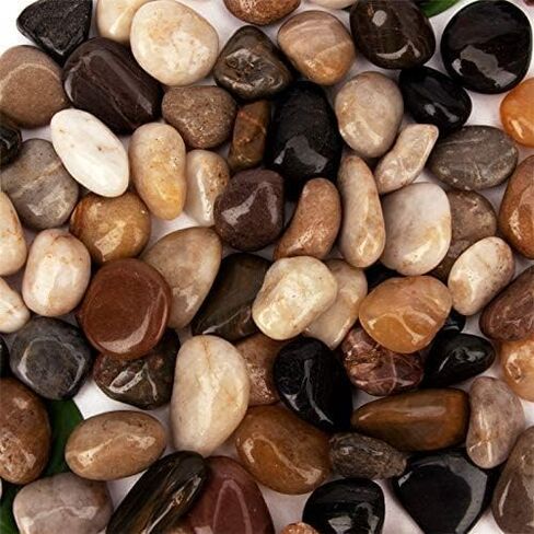 [18 Pounds] Aquarium Gravel River Rock, Natural Polished Decorative Gravel,Garden Outdoor Ornamental River Pebbles Rocks, Polished Gravel, Mixed Color Stones,for Landscaping, Vase Fillers (20) in Kuwait