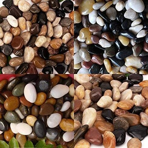 [18 Pounds] Aquarium Gravel River Rock, Natural Polished Decorative Gravel,Garden Outdoor Ornamental River Pebbles Rocks, Polished Gravel, Mixed Color Stones,for Landscaping, Vase Fillers (20) in Kuwait
