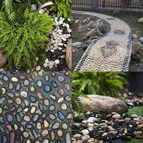 [18 Pounds] Aquarium Gravel River Rock, Natural Polished Decorative Gravel,Garden Outdoor Ornamental River Pebbles Rocks, Polished Gravel, Mixed Color Stones,for Landscaping, Vase Fillers (20) in Kuwait