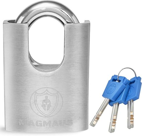 Magmaus® SDL/50 [Closed Shackle] Heavy Duty Lock with 3 Keys - [Stainless Steel] Weatherproof Padlock for Outdoor Use - Ideal for Storage Unit, Shipping Container, Gate in Kuwait