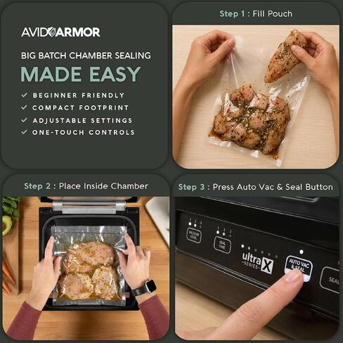 Avid Armor - Chamber Vacuum Sealer Machine USVX Ultra Series, Food Sealer for Wet Foods, Meat Sealers, Packing Machine, Compact Vacuum Chamber Sealer with 10-Inch Vacuum Sealer Bar in Saudi Arabia