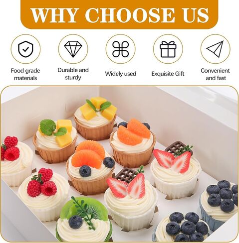 YunKo 15 Pack Dozen Cupcake Boxes White Cupcake Containers with Window Fit 12 Cupcakes or Muffins in Kuwait