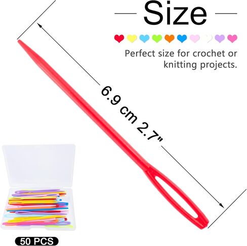 Deshionew 50 PCS Plastic Yarn Needles for Crafts, 2.7" Large Eye Needles in Kuwait