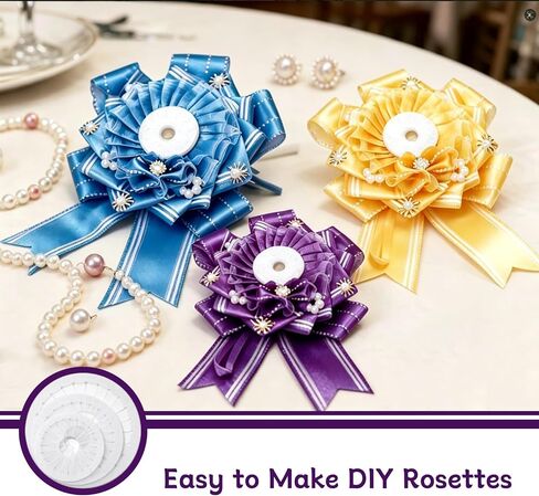 3 Pcs Rosette Maker, Badge Button Maker Ornament Rosette Ribbon Flower Making Tool Ribbon Rosette Brooch DIY for Crafts Handmade with 20 Pcs Non Woven Fabric in Kuwait