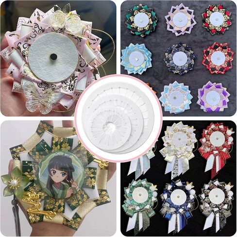 3 Pcs Rosette Maker, Badge Button Maker Ornament Rosette Ribbon Flower Making Tool Ribbon Rosette Brooch DIY for Crafts Handmade with 20 Pcs Non Woven Fabric in Kuwait