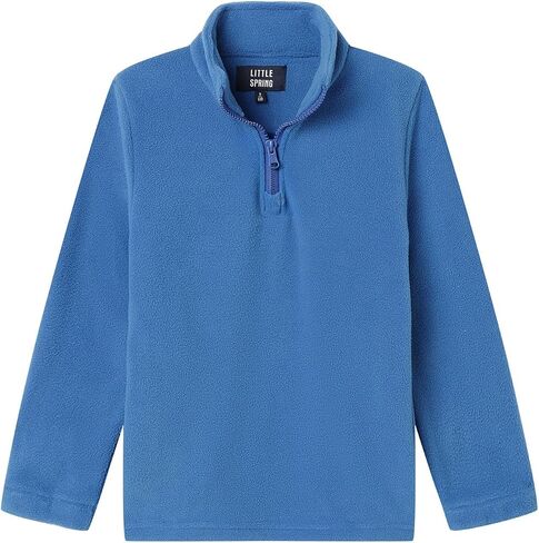 LittleSpring Kids Neutral Polar Fleece Jackets Quarter-Zip Pullover with Elastic Cuffs in Kuwait