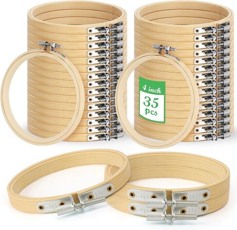 WOWOSS 3 Inch Embroidery Hoops, Bulk Pack of 30 Small Bamboo Cross Stitch Hoops with Adjustable Screws for DIY Crafts and Christmas Ornaments in Kuwait