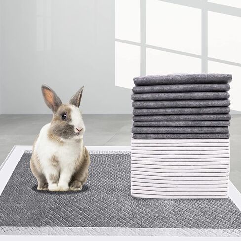 PINVNBY Rabbit Pee Pads,100 Pieces Disposable Cage Liners Black Carbon Super Absorbent Odor-Control,Bunny Potty Training Pad with Quick-Dry Surface for Cat Puppy Kitten Hamsters Chinchillas in Kuwait