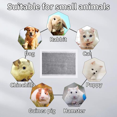 PINVNBY Rabbit Pee Pads,100 Pieces Disposable Cage Liners Black Carbon Super Absorbent Odor-Control,Bunny Potty Training Pad with Quick-Dry Surface for Cat Puppy Kitten Hamsters Chinchillas in Kuwait