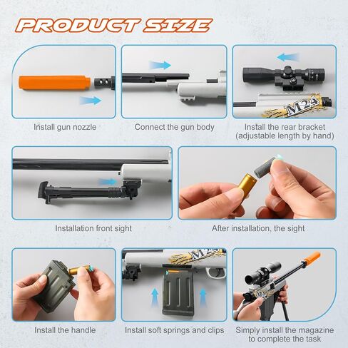 Shushuzz Shell Ejecting Toy Sniper Rifle for Kids Age 8-12 – Spring-Powered Foam Blaster with Scope & 40 Soft Bullets, Realistic Pump Action Outdoor Adventure Gift for Boys & Collectors in Kuwait