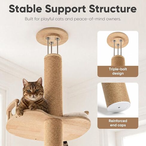 FUKUMARU Floor to Ceiling Cat Tree, 78-108in (6.5–9ft) Adjustable Cat Tower in Kuwait