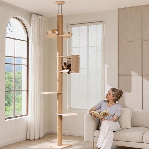 FUKUMARU Floor to Ceiling Cat Tree, 78-108in (6.5–9ft) Adjustable Cat Tower in Kuwait