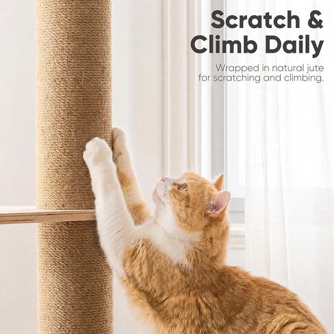 FUKUMARU Floor to Ceiling Cat Tree, 78-108in (6.5–9ft) Adjustable Cat Tower in Kuwait