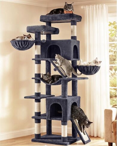 Feandrea Large Cat Tree, 81.1" Tall Sturdy Cat Tower for Indoor, Dark Gray in Saudi Arabia