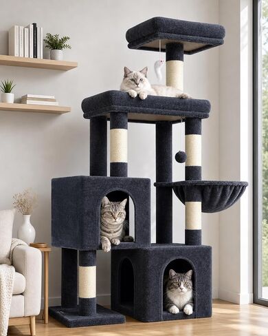 Globlazer 52in Cat Tree Tower for Indoor Cats, 2 Condos, S52, Light Grey in Saudi Arabia