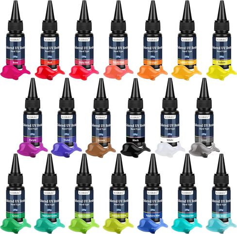 KISREL Transparent Colored UV Resin, 12 Colors 240g Hard Type UV Resin Kit in Kuwait