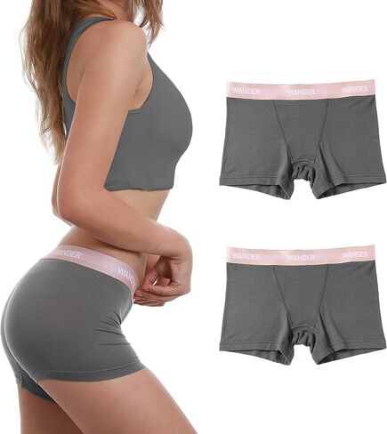 WANDER Womens Boxer Briefs Underwear Anti Chafing Soft Stretch Boy Shorts Panties for Ladies 3"/5" Inseam 2 Pack in Kuwait